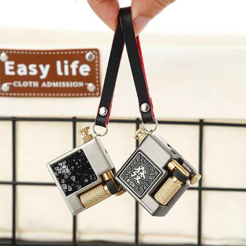 オイルライター メンズ 男性用 純銅製 復古風 レトロ 携帯用 小型 ミニ ブラック シルバー シンプル