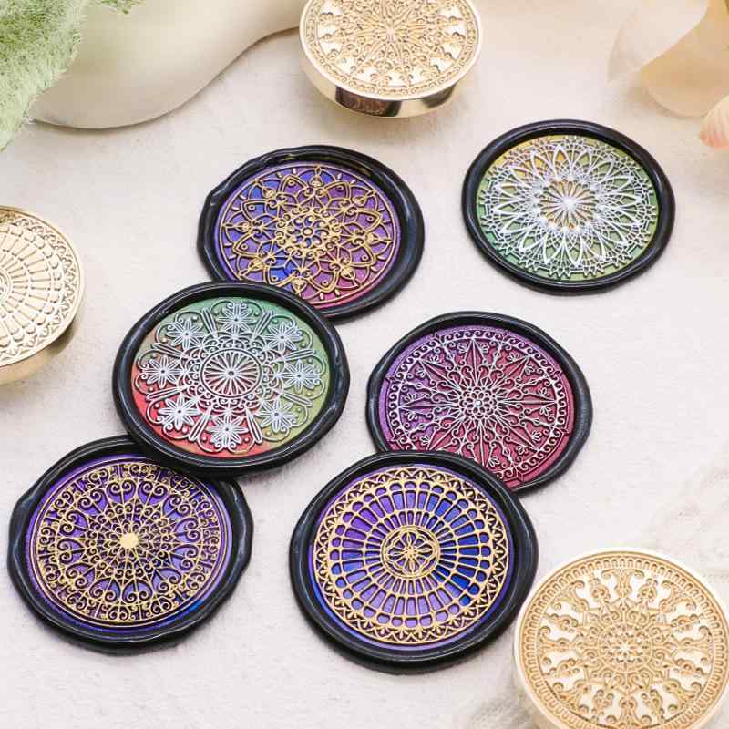 印章 スタンプ シーリングワックス 封蝋 窓花模様 DIY 手帳 デコレーション