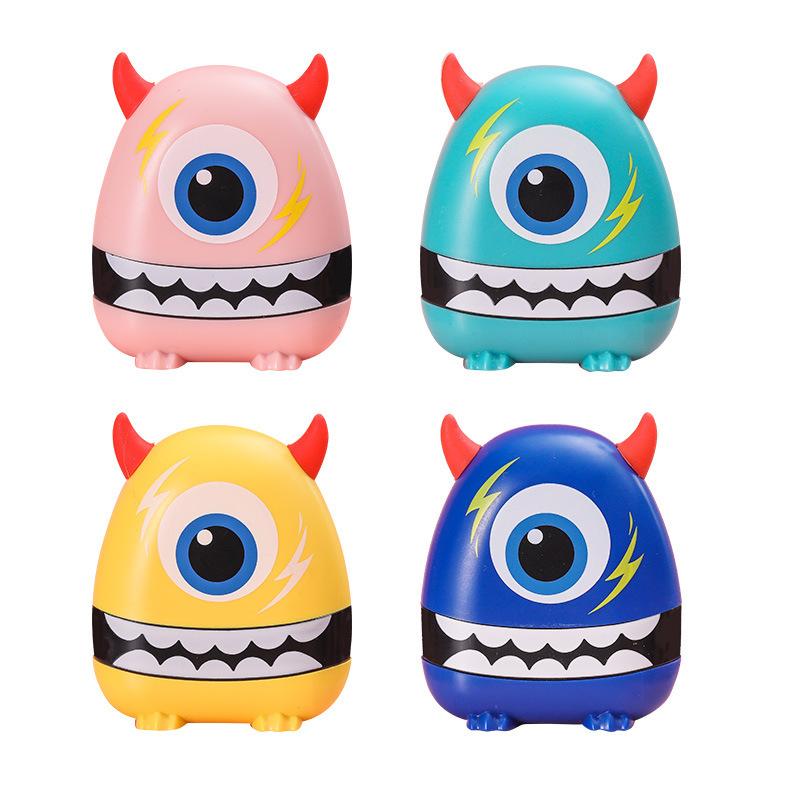 子供用お名前スタンプ 入園準備グッズ 防水 お名前シール 水洗いOK 独眼獣 ピンク ブラック イエロー ..