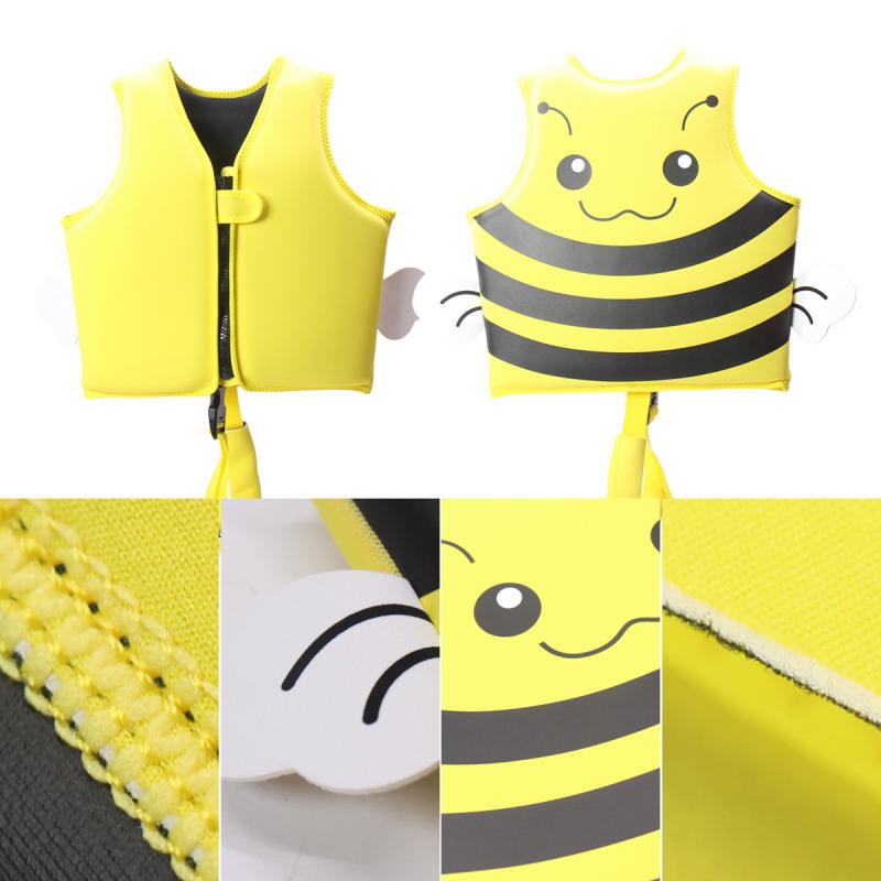 水着 子供 女児 ライフジャケット 早教 幼児 スイミング プール 海水浴 川遊び かわいい ミツバチ柄 浮力 補助 ベスト 1歳 2歳 3歳 4歳 5歳 6歳 ナイロン製 ポリエステル製