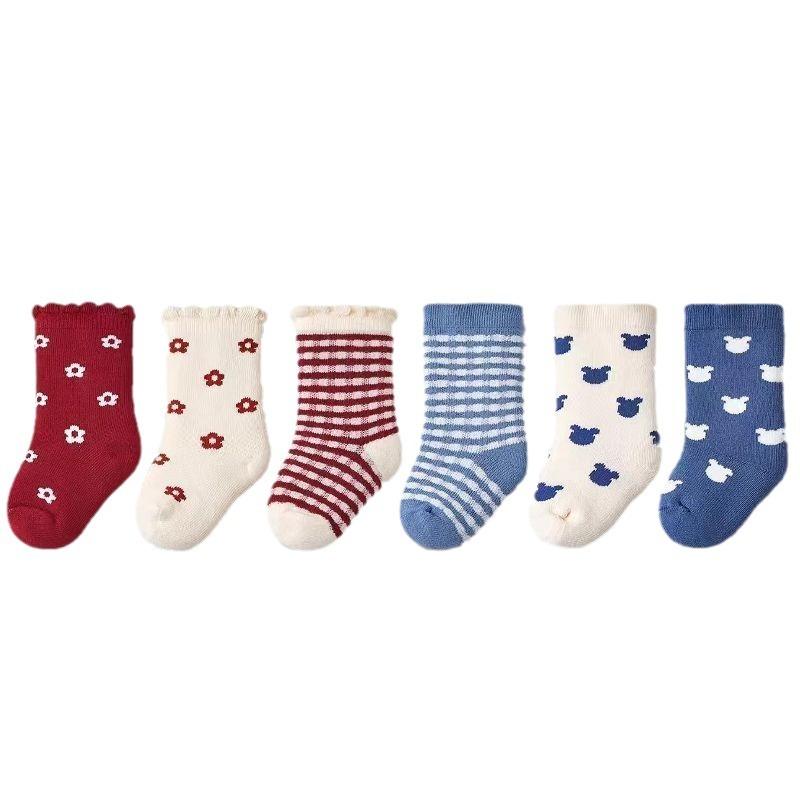 靴下 ベビー 赤ちゃん 新生児 秋冬 男の子 女の子 コットン 混紡 パイル編み ずれ落ち防止 締め付けな..
