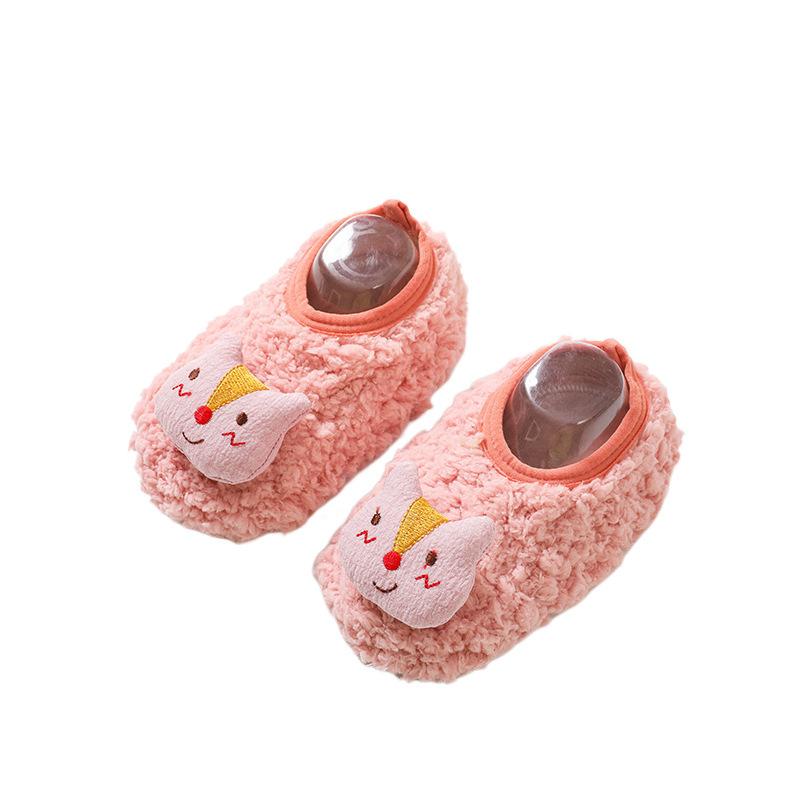 ベビー 靴下 春秋 婴儿 防滑 厚手 保温 子供 ソックス 室内 練習靴 ピンク 狐 咖色 人参 梨 青 熊 緑 ..