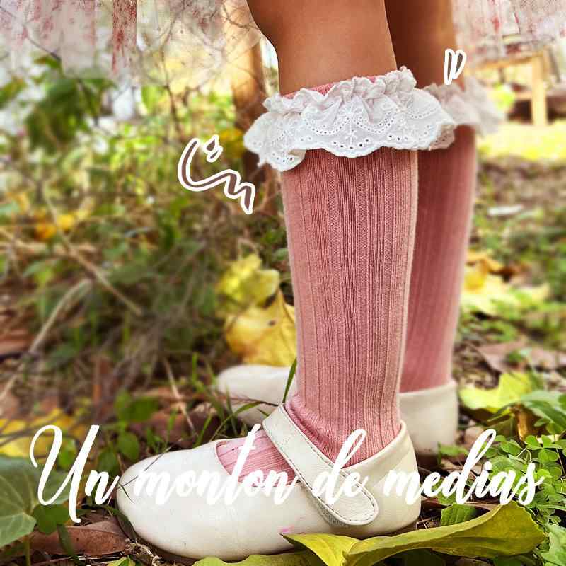 靴下 キッズ 女の子 春秋 薄手 高通気性 コットン レース フリル付き 高 হাইソックス プリンセス風 ベビー 子供用 9~17cm 1歳 2歳 3歳 かわいい おしゃれ ガーリー カジュアル お出かけ フォーマル 白 黒 ピンク 赤 水色 緑