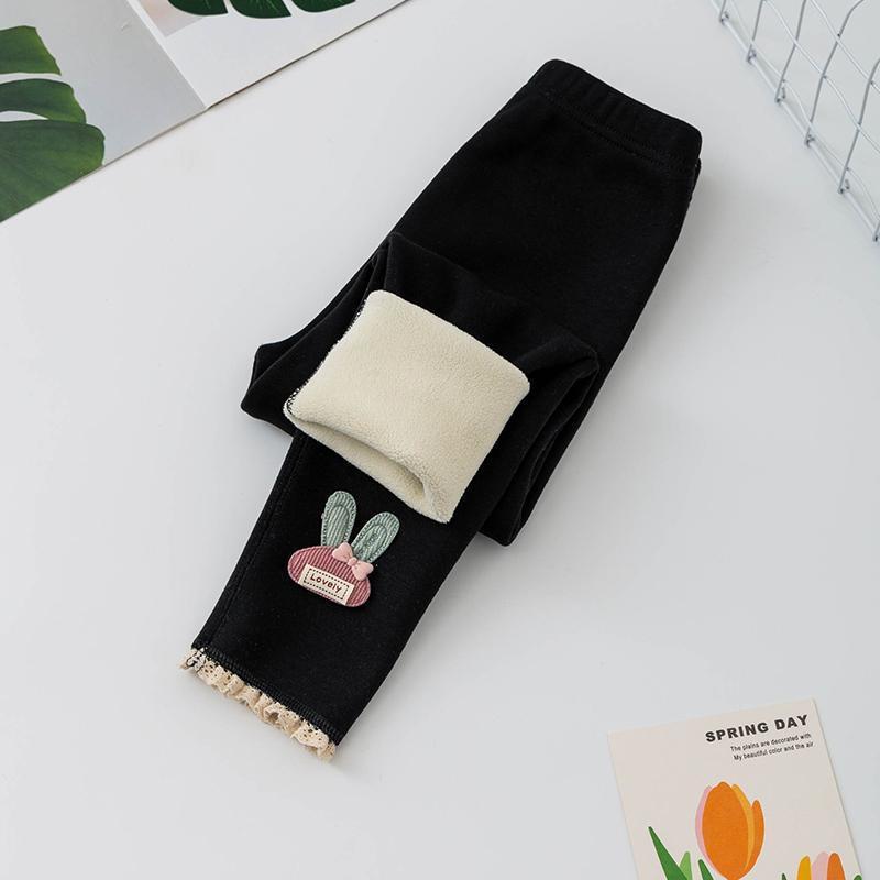 キッズ ガールズ 裏起毛レギンス 秋冬 女児 一体型 暖かい パンツ 子供服 スキニー ロングパンツ 黒 深..