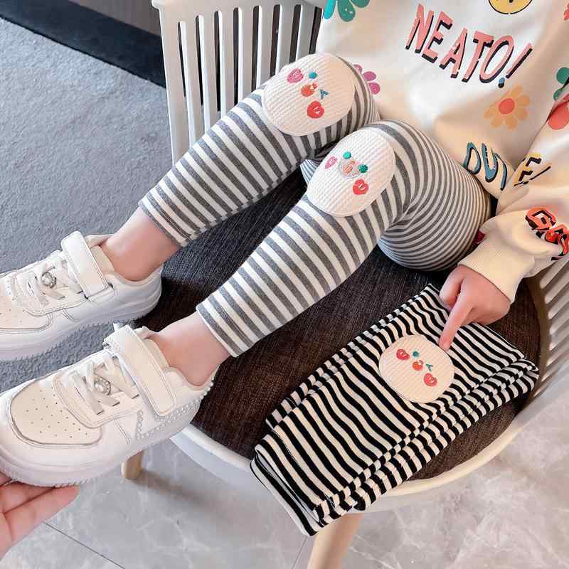子供服 女の子 ストライプ レギンス パンツ スパッツ スリム 伸縮性 コットン 普段使い 韓国風 かわい..