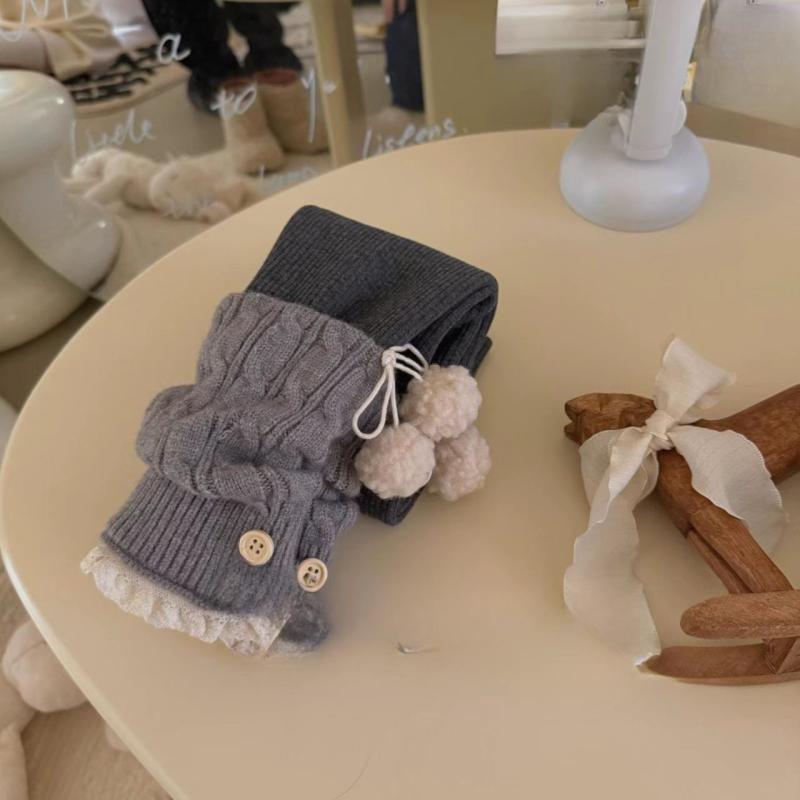 パンツ キッズ 女の子 ニットパンツ レギンス スパッツ 裏起毛 蝶結び フリル 普段使い 冬 深灰 浅灰 ..