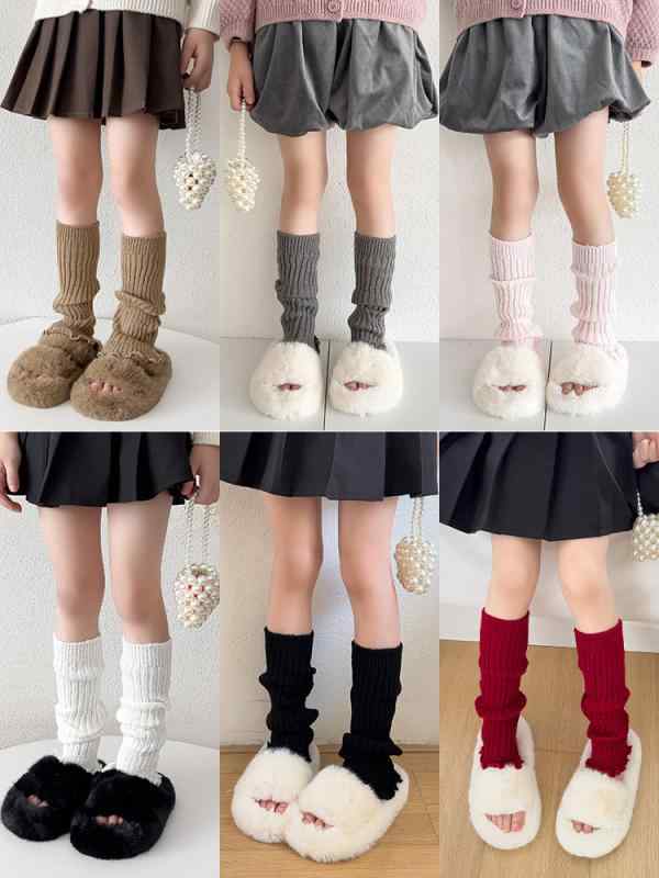 靴下 レッグウォーマー キッズ 女の子 ニット JK ソックス 無地 かわいい 大童 秋冬 スポーツ 普段使い..