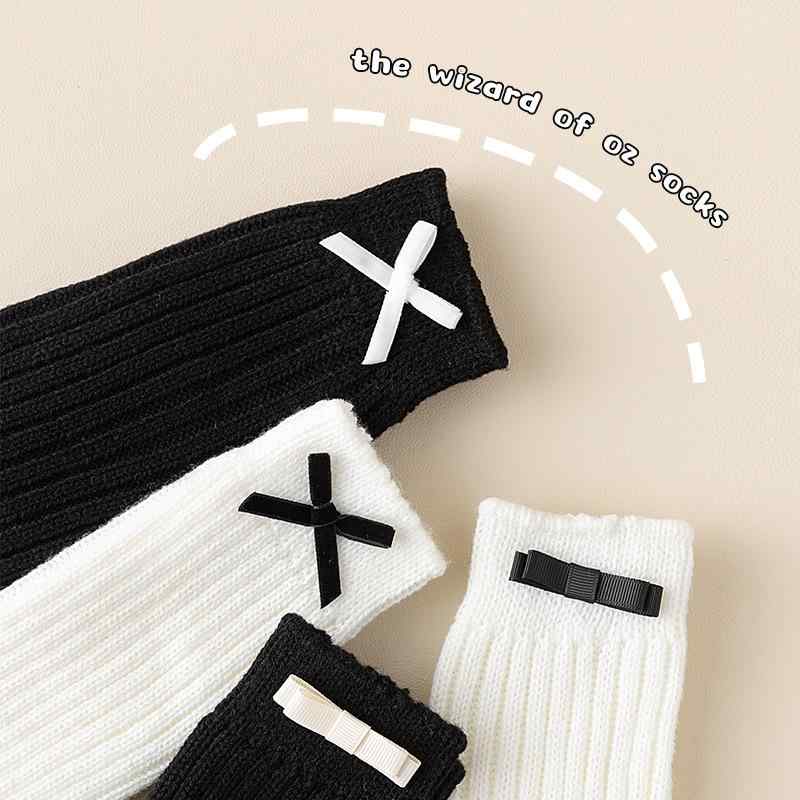 靴下 キッズ 女の子 秋冬 レトロ 無地 蝶結び レース フリル ニーハイソックス ファッション ニット