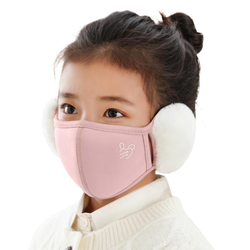 キッズ マスク 防寒 防風 イヤーマフ 立体 かわいい クマ プリント 裏起毛 あったか 自転車 スキー 雪..