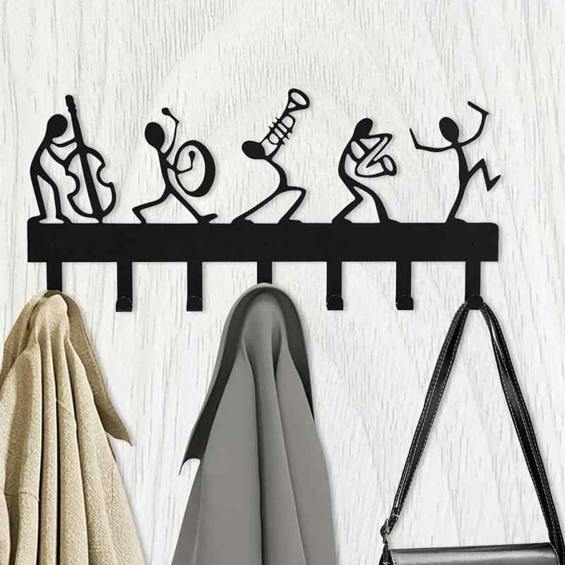 フック アイアン かわいい 壁掛け キー 収納 ラック 玄関 アート 幾何学模様 猫