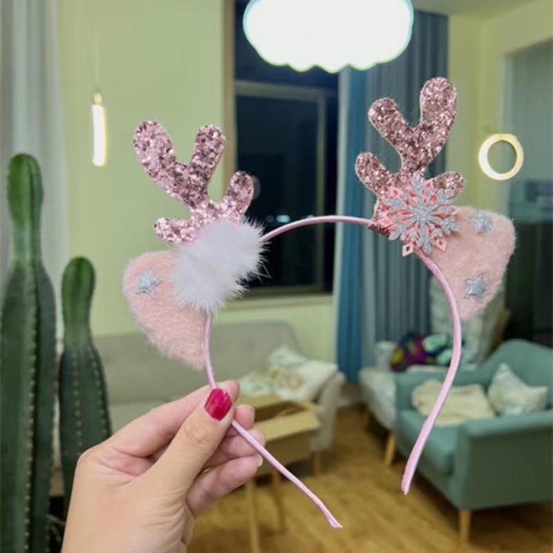 ヘアアクセサリー 子供 クリスマス 猫耳 カチューシャ ヘアクリップ スノーフレーク トナカイ キラキラ..