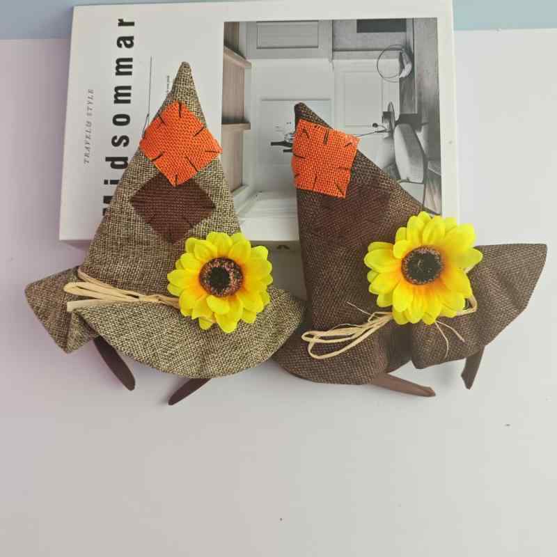 ヘアアクセサリー 子供 ハロウィン カチューシャ 麦わら帽子付き 向日葵 コスプレ パーティー 個性 か..