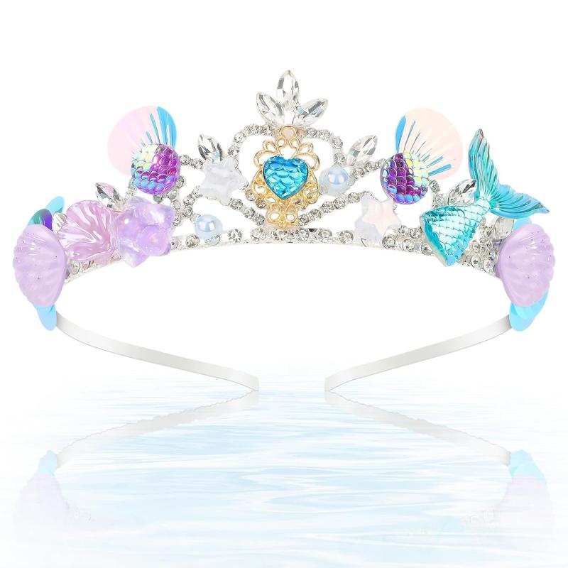 ヘアアクセサリー 子供用 マーメイド プリンセス ティアラ カチューシャ ラインストーン キラキラ 髪飾..