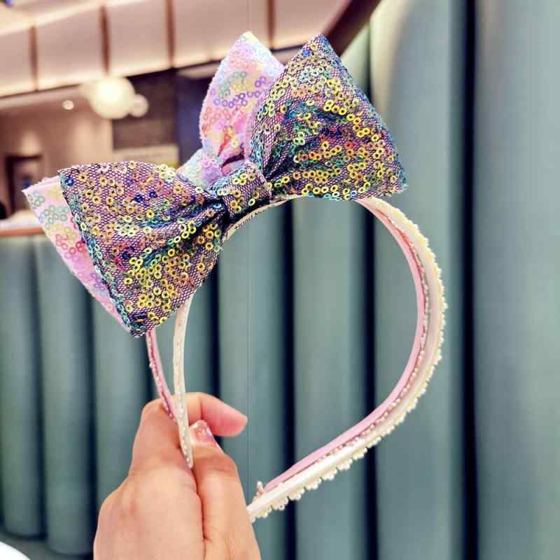 ヘアバンド 子供用 キラキラ スパンコール 蝶結び ヘアアクセサリー かわいい おしゃれ キッズ 女の子 3歳 4歳 5歳 6歳 7歳 8歳 9歳 10歳 発表会 パーティー イベント 紺色 花柄 幻彩 ピンク 桃色 韓国風