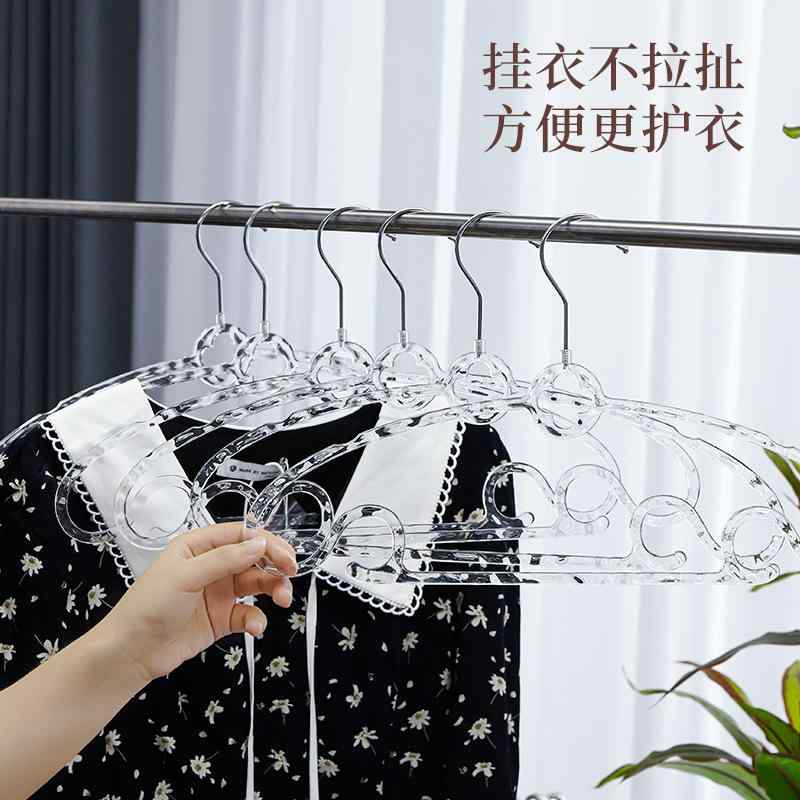 ハンガー 家庭用 滑り止め 型崩れ防止 厚手 衣類ハンガー 透明 5本 10本セット PET 鉄メッキ ズボンハ..