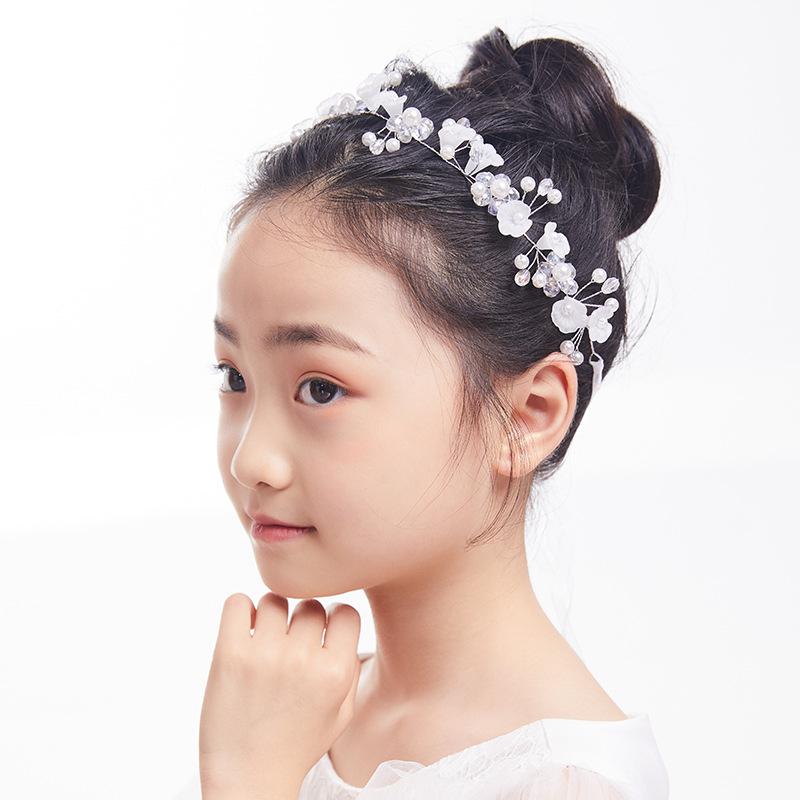 ヘアアクセサリー 子供用 ヘッドドレス 花柄 水晶 髪飾り 結婚式 ウェディング パーティー 写真撮影 発..