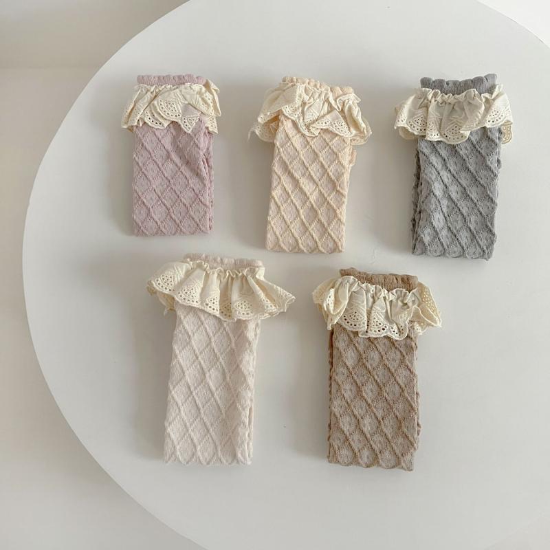 子供 靴下 女の子 ベビー レース 春夏 薄手 メッシュ コットン ミドル丈 ショートソックス かわいい 幼児 赤ちゃん 白 ベージュ ピンク系