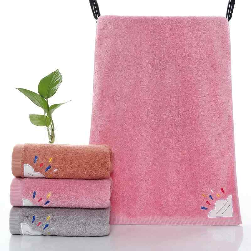 タオル キッズ 竹繊維 コットン 吸水 速乾 柔らかい 刺繍入り ベビー 赤ちゃん 洗顔 家庭用 ピンク オ..