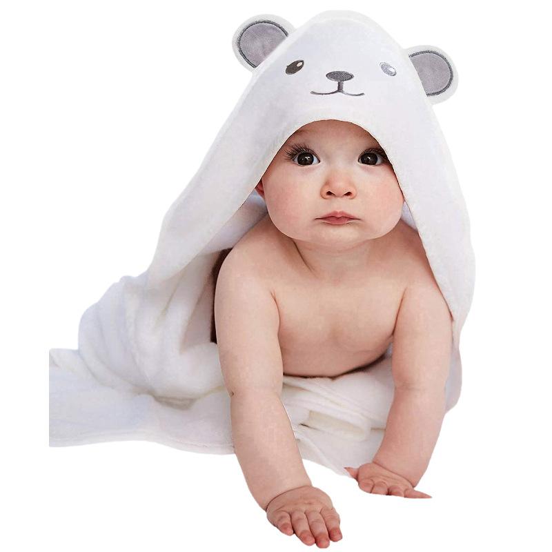 ベビー 男女兼用 動物モチーフ フード付き バスタオル 超吸収性 柔らかい コーラルベルベット 正方形 8..