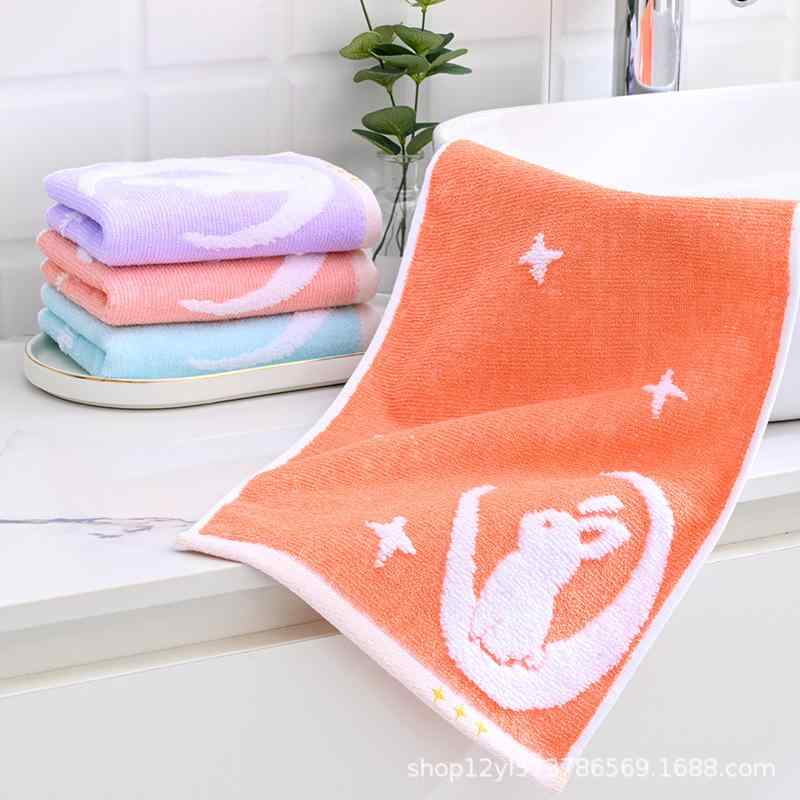 タオル キッズ 子供用 刺繡 綿100% 吸水 速乾 やわらかい ミニタオル ハンカチ パープル ブルー オレン..