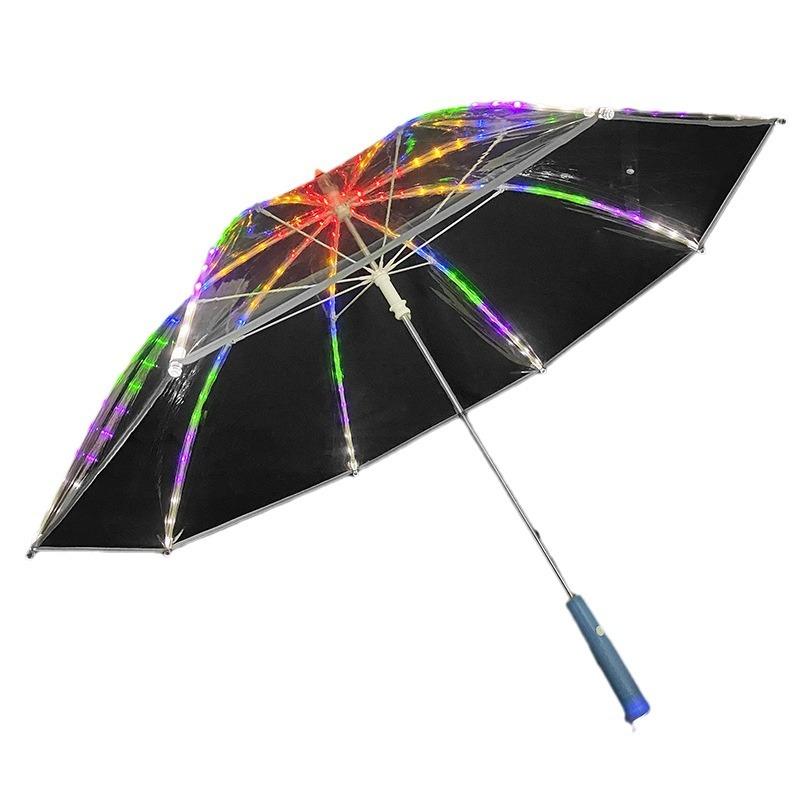 傘 レディース メンズ 子供 レインボー アンブレラ LED ライト 付き 透明傘 手開き式 長傘 かわいい き..
