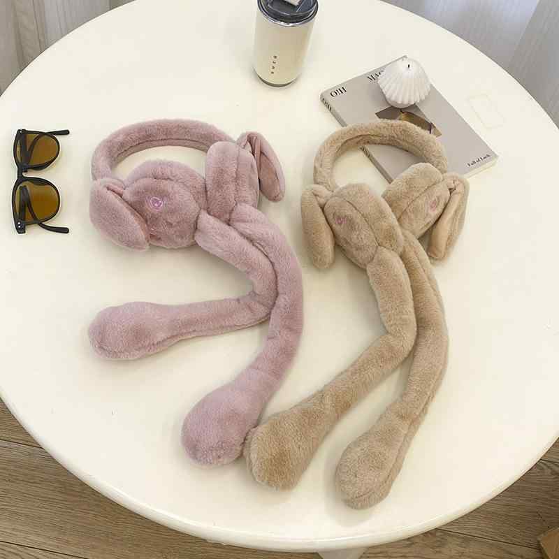 イヤーマフ レディース キッズ 子供用 秋冬 耳当て 防寒 ふわふわ かわいい うさぎ耳 白 グレー 紫 キャメル ピンク 赤茶 通学 普段使い
