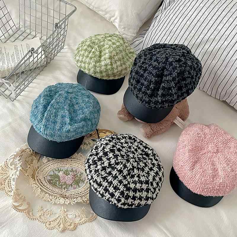 帽子 キッズ 秋冬 チェック ベレー帽 防風 保温 かわいい おしゃれ 普段使い 公園 お出かけ 綿