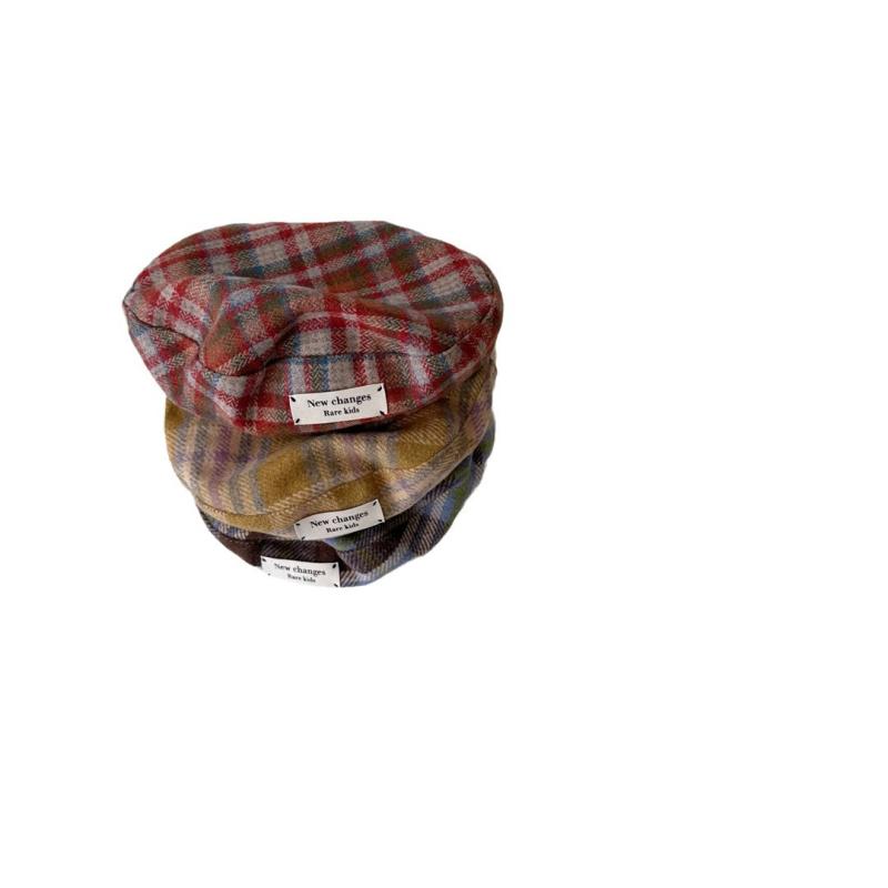 帽子 キッズ ベレー帽 秋冬 チェック柄 子供用 男の子 女の子 4歳 5歳 6歳 通園 通学 防寒 保温 かわいい