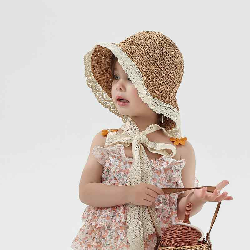 麦わら帽子 子供 女の子 ベビー 親子 帽子 春夏 つば広 ハット ビーチ かわいい 日焼け防止 ピンク系 ..