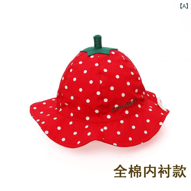 ベビー帽子 春夏秋 いちご 漁夫帽 日よけ帽子 男の子 女の子 赤ちゃん 子供用 綿