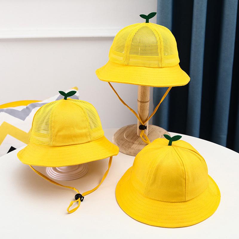 帽子 キッズ 幼稚園 小学生 チューリップハット 子供用 日よけ UVカット 通気性 メッシュ イエロー オ..
