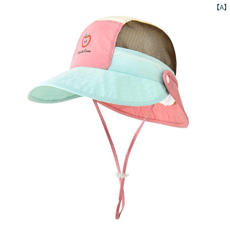 麦わら帽子 キッズ 子供用 UVカット 日除け 帽子 通気性 速乾性 渔夫帽 ハット ピンク系 グリーン系 切..