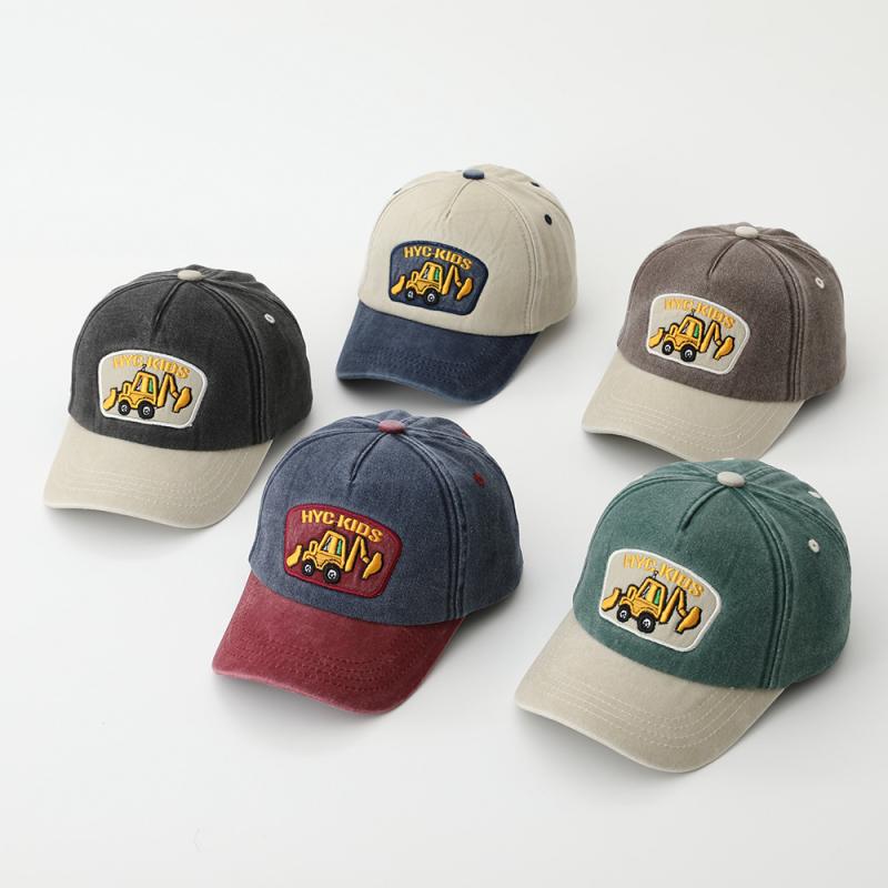 帽子 キッズ 男の子 子供用 刺繡 野球帽 紫外線対策 通気性 遮光 日よけ カーブブリム 綿