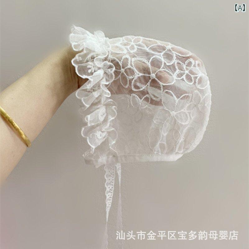 帽子 ベビー レース 花柄 プリンセス 日よけ 薄手 春夏 通気性 幼児 女の子 ホワイト 太陽花柄 0歳 1歳..