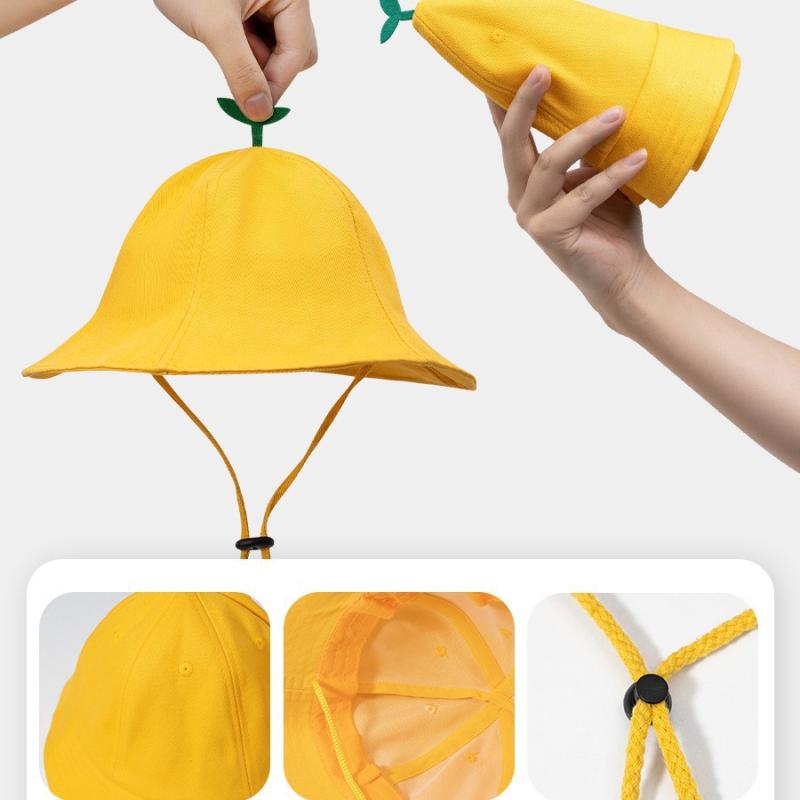 帽子 キッズ 小学生 幼稚園 春夏 秋冬 日よけ 漁師帽 チューリップハット 綿 通気性 イエロー オレンジ..