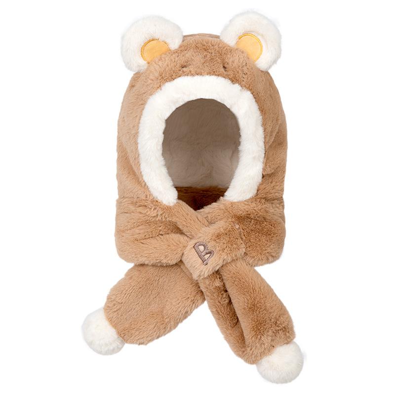 帽子 キッズ ベビー 子供用 防寒 ニット帽 マフラー 一体型 暖か 耳当て付き アニマル柄 かわいい 男の..