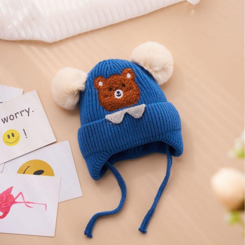 帽子 キッズ 子供用 ニット帽 耳当て付き 防寒 暖かい カートゥーン かわいい 1歳 2歳 3歳 冬