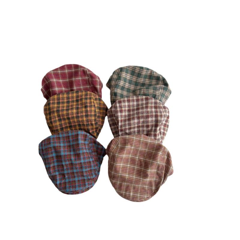 帽子 キッズ レトロ チェック柄 キャップ 親子 ペア 秋冬 防寒 おしゃれ かわいい 男の子 女の子