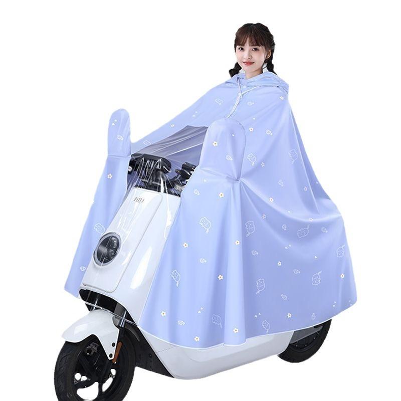 レインコート レディース バイク用 電気自動車用 厚手 大判 ポンチョ シングルサイズ 全身 クリーム ホワイト ミントグリーン ラベンダー パープル カーキ ...