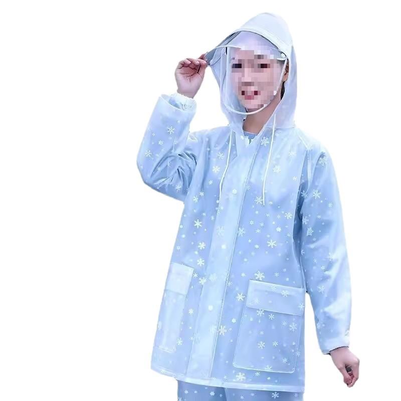 レインコート レディース バイク用 セパレートタイプ 上下セット 防水 防雨 厚手 大人用 女性用 ロング丈 スクーター 通勤 通学 アウトドア 雪花白 ムース...