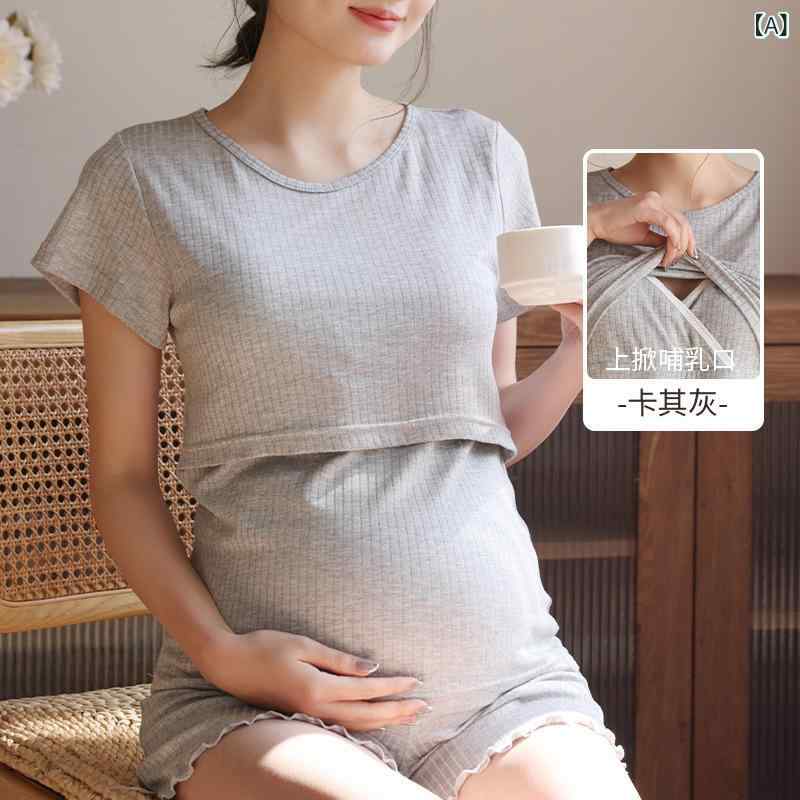 授乳服 レディース 半袖 Tシャツ カットソー マタニティ パジャマ 産後 ルームウェア 部屋着 薄手 再生..