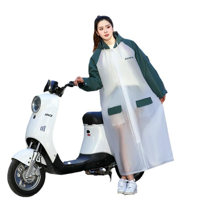 レインコート レディース バイク用 シングル ロング丈 全身一体型 おしゃれ リュック対応 暴雨対策 撥水 ポンチョ 通勤 通学 アウトドア 徒歩 旅行 墨緑 ...