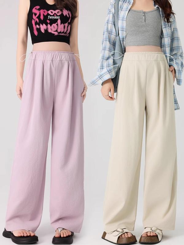 マタニティ ワイドレッグパンツ ポリエステル 妊婦 ズボン ゆったり 薄手 妊娠初期 産後 ウエスト調整 ..