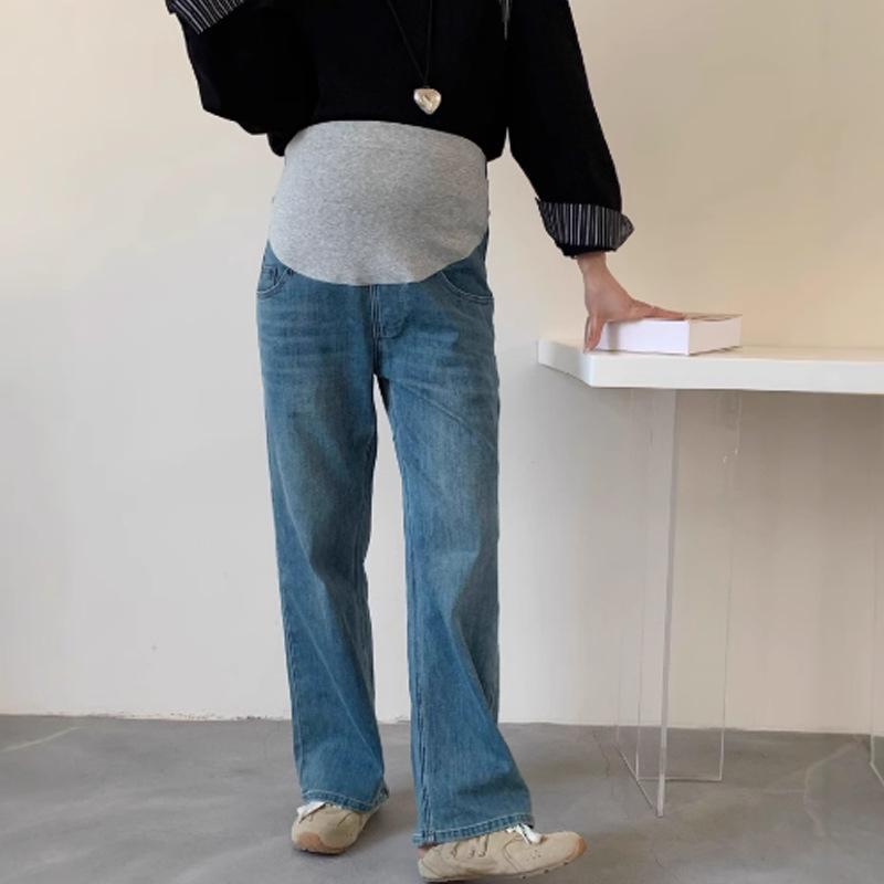 マタニティ デニム パンツ ジーンズ 妊婦 産前産後 兼用 アジャスター付き 股上深め ズボン ボトムス ..