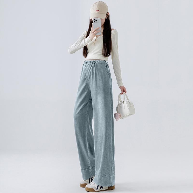 マタニティ デニム パンツ ゆったり ストレート 妊婦 産前産後 ウエスト 調節 9分丈 接触冷感 再生繊維..