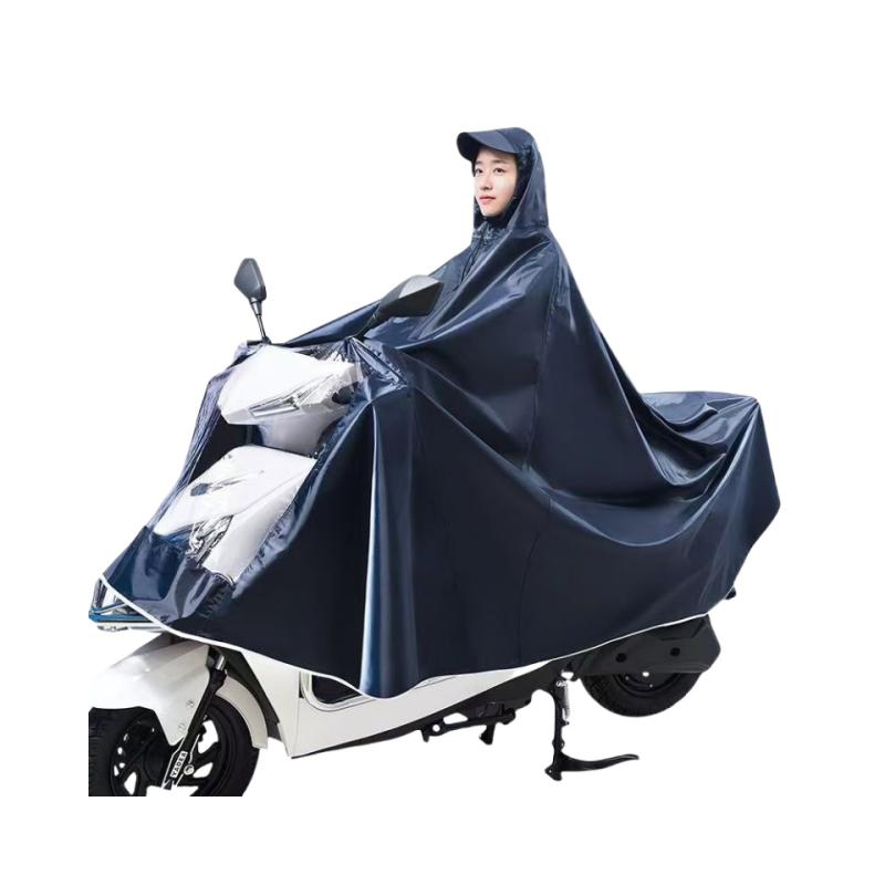 バイク 電動バイク用レインコート レディース メンズ 自転車 ポンチョ ツバ付き 厚手 大判サイズ 撥水 オックスフォード生地 1人 2人乗り 紺色 青色 赤色...