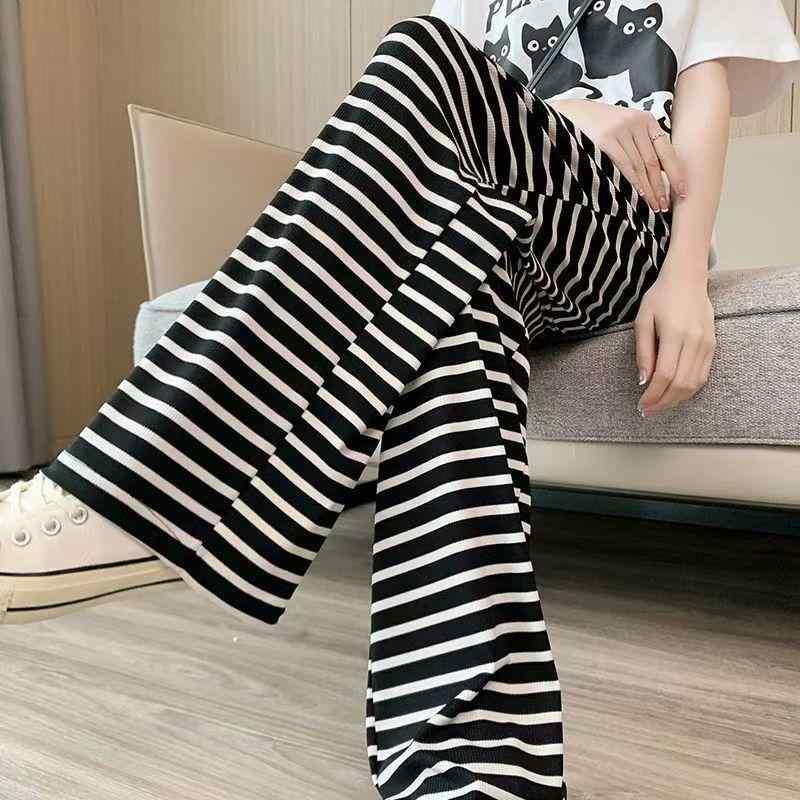 マタニティパンツ 春夏 妊婦服 ストライプ 接触冷感 アジャスター 調整 産前 産後 ゆったり ワイドレッ..