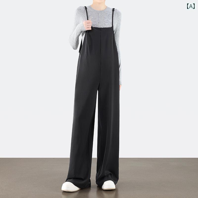 マタニティ サロペットパンツ 春 妊婦服 ワイドレッグパンツ ゆったり ポリエステル 楽ちん ズボン ボ..