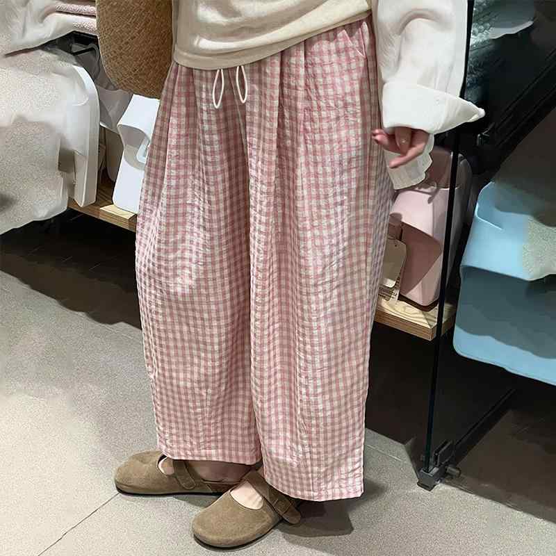 マタニティパンツ 格子柄 7分丈パンツ ゆったり 妊婦 産前 産後 産褥 ルームウェア 散歩 リラックス 部..