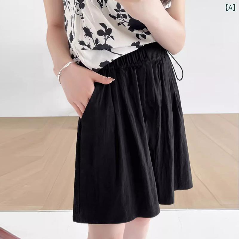 マタニティ ショートパンツ 春夏 薄手 妊婦用 短パン ズボン 接触冷感 小柄 ワイドレッグ 5分丈 ポリエ..